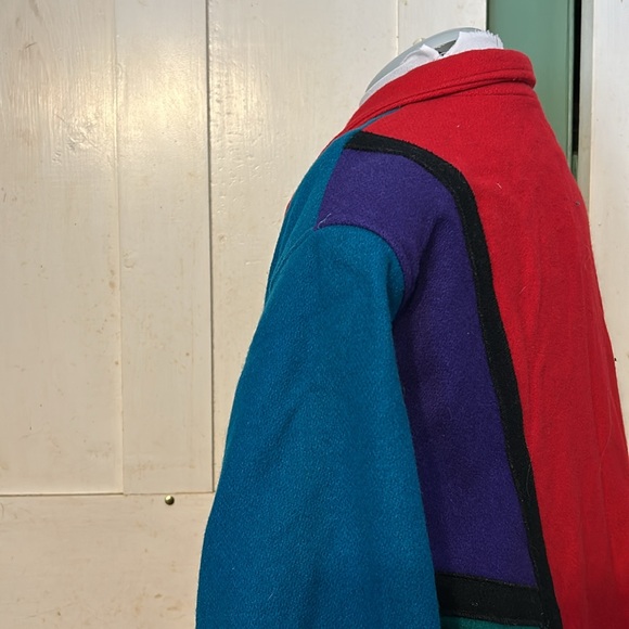 Colorblock 90s Y2K Michelle Francois Women's Jacket ZZ Coat vintage retro wool - Picture 6 of 10